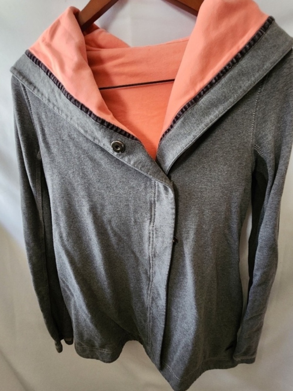 Lululemon Awareness Wrap Hoodie Heather Gray and Coral 4